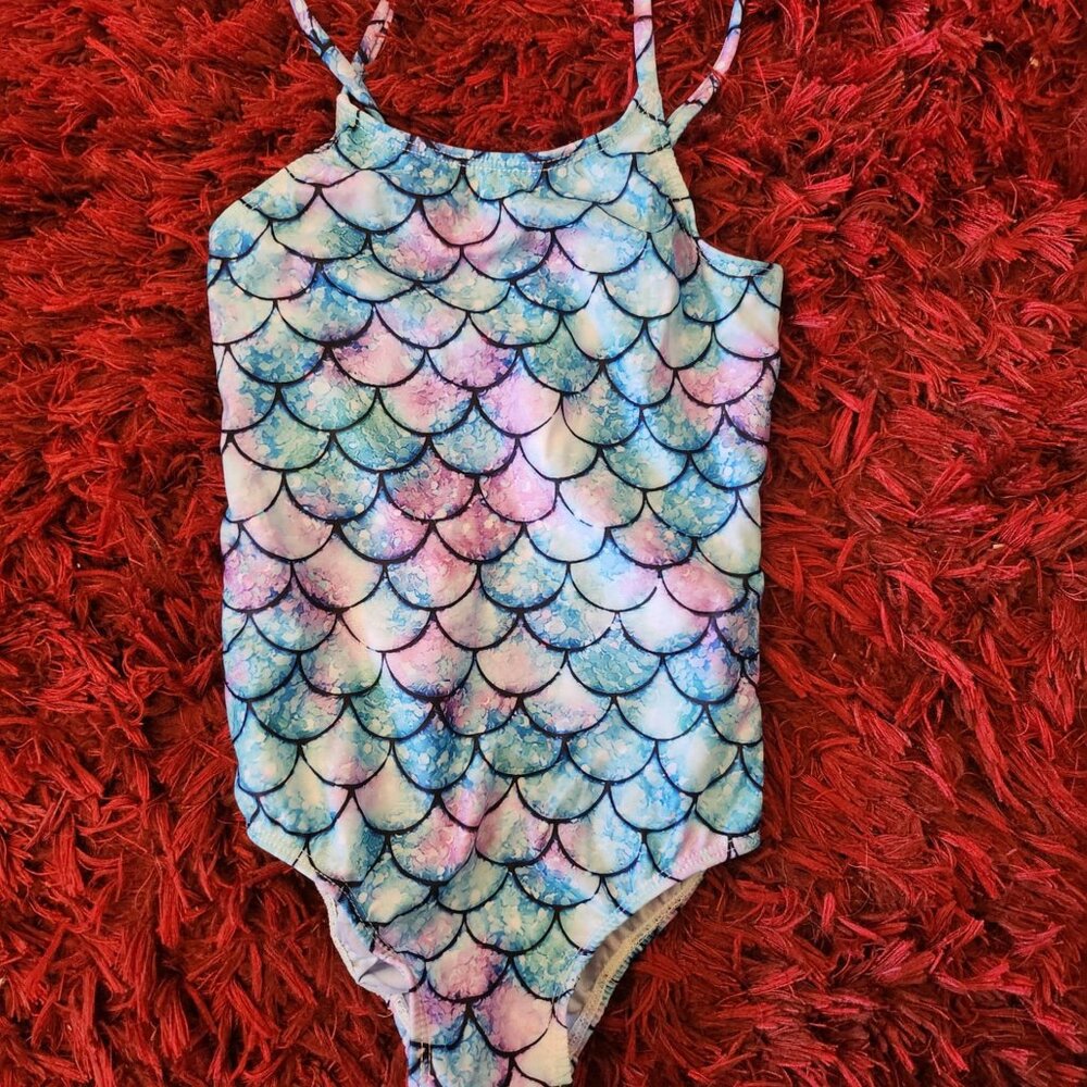 Mermaid Scale One Piece Swimsuit Size M Pastel Iridescent
